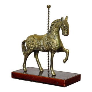 Brass Carousel Pony, Brass Bookend For Sale