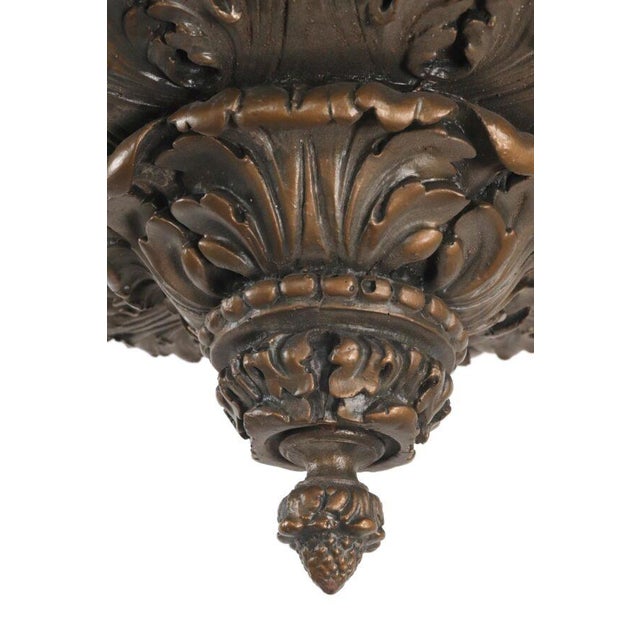 Mid 20th Century Neoclassical Bronze Painted Composition Plaster Basket Pendant Light For Sale - Image 11 of 15