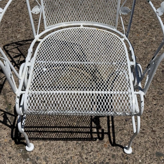 Vintage Woodard Era Floral Wrought Iron Springer Garden Patio Arm Chair - A Pair For Sale In Philadelphia - Image 6 of 17
