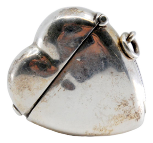 Plain Silver Heart-Shaped Matchbox with Hinged Lid