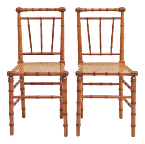 Set of American Victorian Faux Bamboo Side Chairs, 1880s