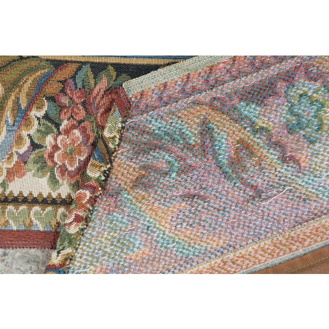 Gold Vintage French Baroque Woven Tapestry Table Runner Acanthus Leaf Gold Tassel For Sale - Image 8 of 9