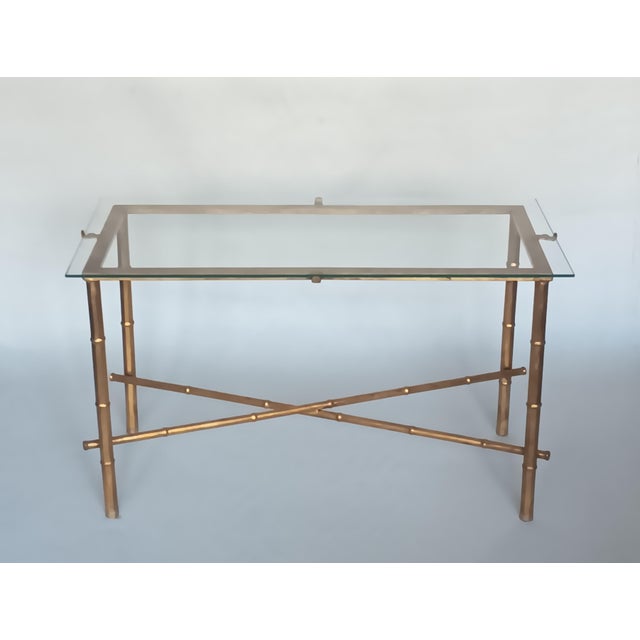 Gold Leaf Faux Bamboo Side Table, 1950s For Sale - Image 11 of 11
