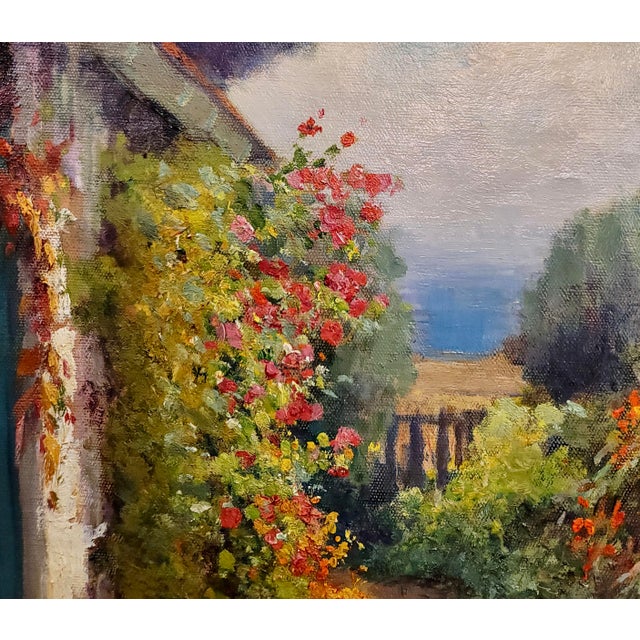 William Constable Adam- the Flower Garden W/Ocean View-1920s Oil Painting For Sale In Los Angeles - Image 6 of 10