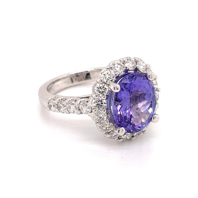 Tanzanite Diamond Ring 14k White Gold 5.30 TCW Certified For Sale - Image 14 of 18