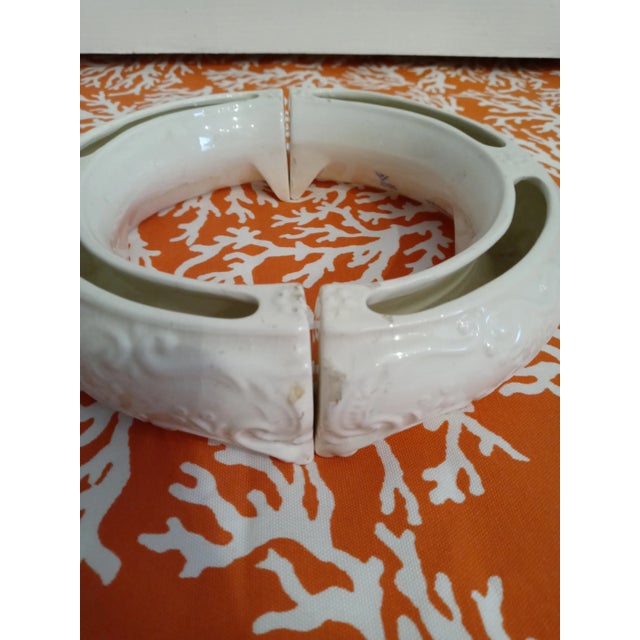 Ceramic Vintage German Ceramic White Round Tulipiere Vase Vessel Floral Container For Sale - Image 7 of 9