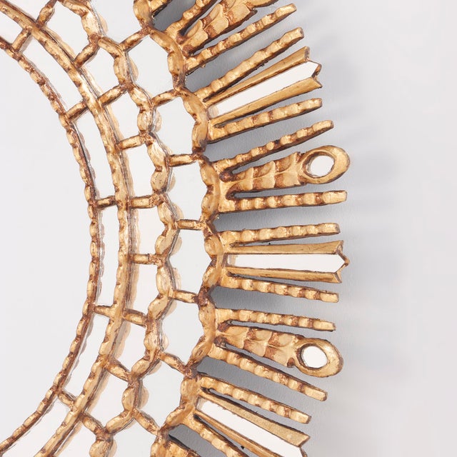 Giltwood and Gesso Sunburst Mirror, C 1970 For Sale - Image 4 of 5