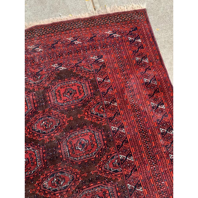 1960s, Handmade Vintage Uzbek Bukhara Rug 4.5' X 5.10' For Sale - Image 4 of 8