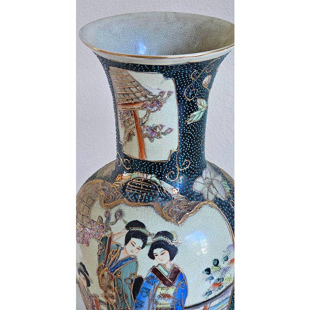 Vintage Japanese Royal Satsuma Hand-Painted Vase & Octagonal Plate – Set of 2 For Sale - Image 12 of 18