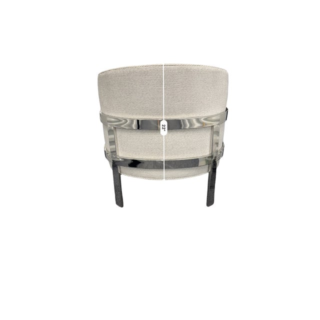 Textile Mitchell Gold + Bob Williams Curved Barrel Lounge Chairs With Chrome Frame Set of 2 For Sale - Image 7 of 12