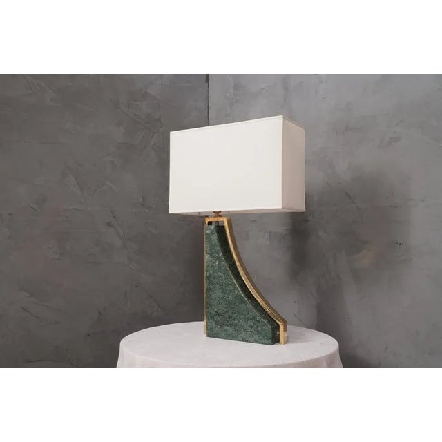2000 - 2009 Italian Indian Green Marble and Brass Table Lamp, 2000s For Sale - Image 5 of 11