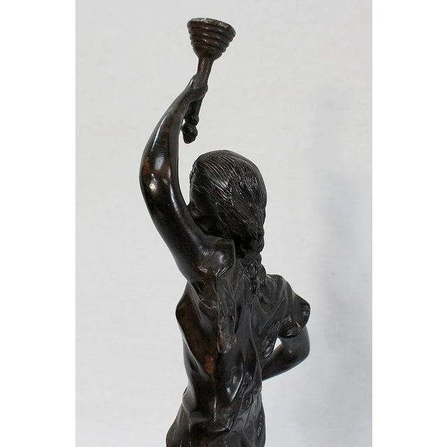 Bronze Woman with Torch by Rousseau, Late 19th Century For Sale - Image 16 of 18
