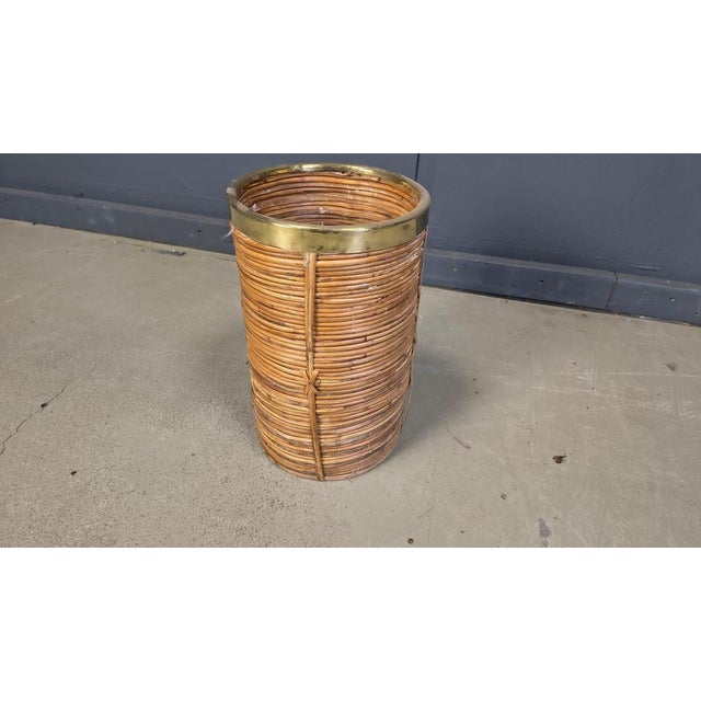 1960s Italian Copper and Bamboo Umbrella Stand, 1960s For Sale - Image 5 of 6