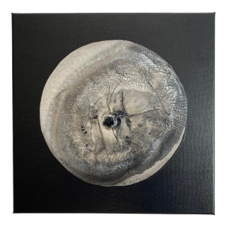 Original Abstract Black and White Moon Painting For Sale