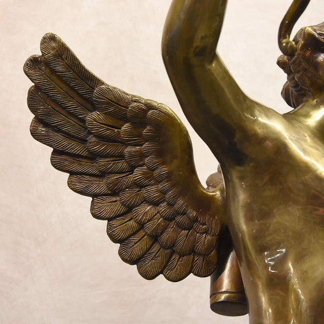 Bronze Balancing Putti Sculpture in the Style of Auguste Moreau on Marble Base For Sale In Greensboro - Image 6 of 8