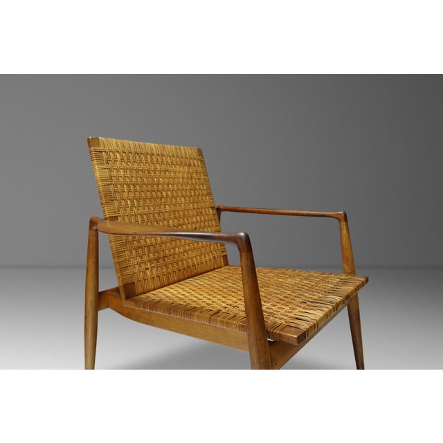 1950s Early Set of Two ( 2 ) Finn Juhl Model Sw96 Lounge Chairs in Teak, Oak, and Caning Attributed to Søren Willadsen, Denmark, C. 1950s For Sale - Image 5 of 16