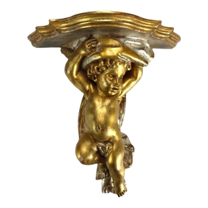 Vintage Niccolini Italia Gilt Wood Cherub Wall Sconce Signed C1950