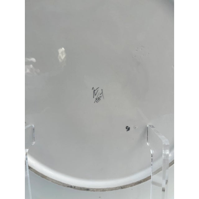 Vintage Large Italian Pink Rose & Green Zaccagnini Pottery Decorative Wall or Serving Plate For Sale - Image 9 of 9