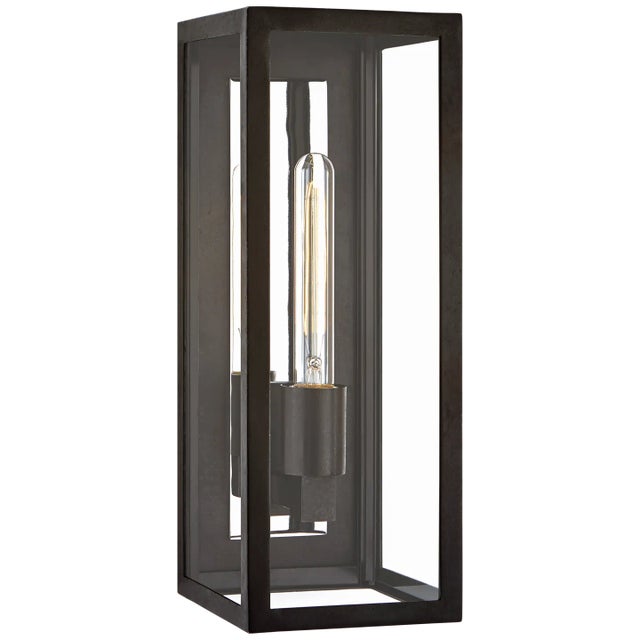 Fresno Medium 3/4 Wall Lantern in Aged Iron with Clear Glass Designer: Chapman & Myers Height: 16" Extension: 6.75"...