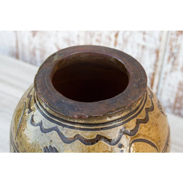 19th Century Antique Martaban Golden Brown Oil Pot For Sale - Image 5 of 9
