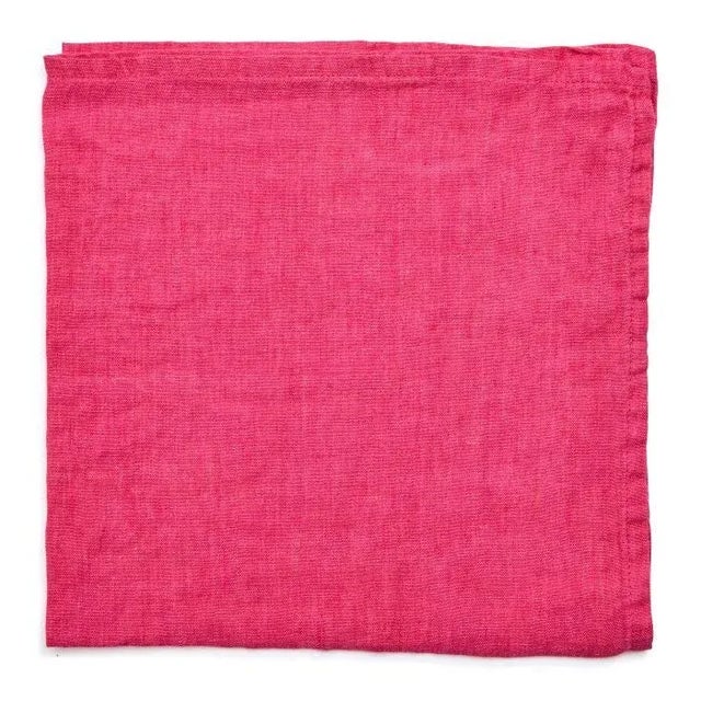 Contemporary Deborah Rhodes Washed Linen Napkins, Hot Pink, Set of 4 For Sale - Image 3 of 3