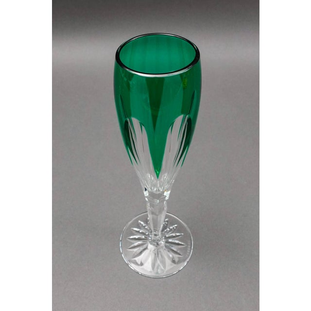 Mid 20th Century Faberge Crystal Lausanne Multicolored Champagne Flute Glasses- Set of 5 For Sale In Miami - Image 6 of 9
