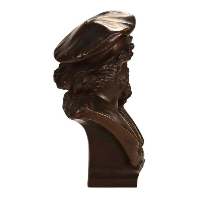 German Otto Gradler Patina Bronze Sculpture of Rembrandt, Signed, C1881 For Sale - Image 11 of 11