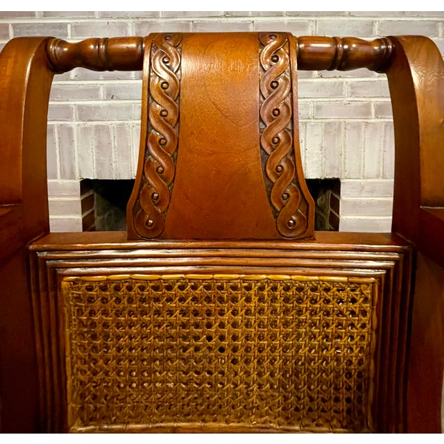 Vintage Regency Style Carved Mahogany Armchair With Mint Condition Cane For Sale In Atlanta - Image 6 of 18