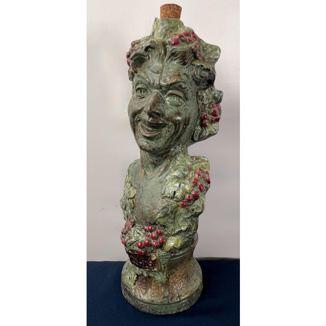 Wood Mid 20th Century Italian Luxardo Bacchus Figural Ceramic Decanter Sculpture For Sale - Image 7 of 13