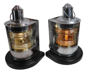 Polished Steel Ships Port and Starboard Lanterns