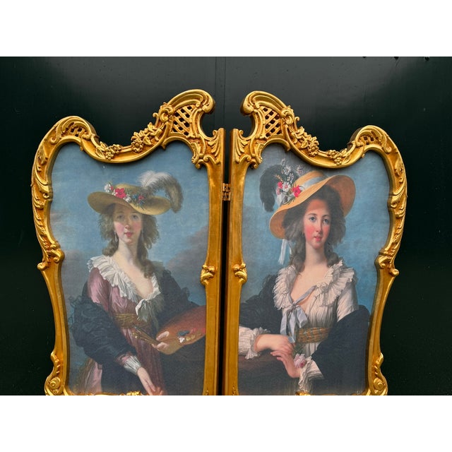 1960 French Louis XVI Gold Beech Room Divider Screen 2-Panel For Sale - Image 10 of 17
