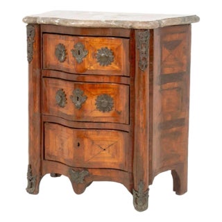 Louis XV Marble Top Ormolu Mounted Walnut Chest For Sale