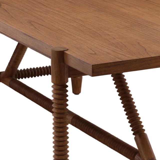 2020s Carved Spindle Wood Dining Table For Sale - Image 5 of 7