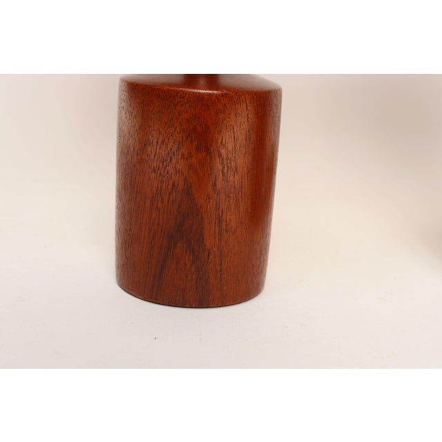 1960s Danish Modern Diminutive Sculptural Teak and Brass Table Lamps - a Pair For Sale - Image 14 of 17