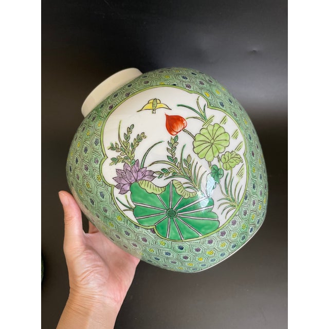 Chinese Famille Verte Porcelain Ginger Jar With Lotus Pond Scenery For Sale - Image 15 of 15