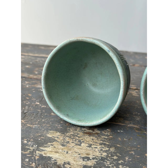 Vintage Puerto Rican Pottery Incised Glazed Vessels by Hal Lasky, a Pair, Circa 1963 For Sale - Image 12 of 17