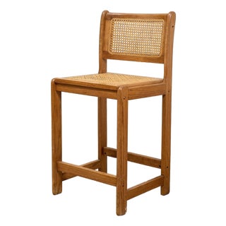Oak Vintage Rattan Counter Height Chair For Sale