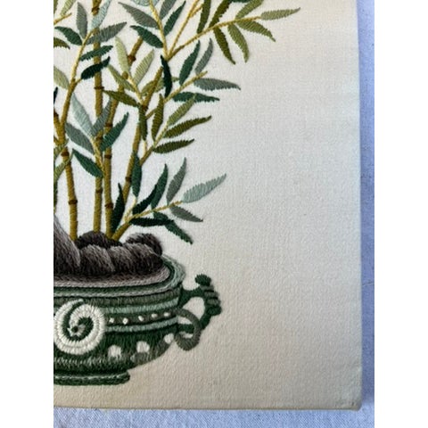 Chinoiserie Chinoiserie Bamboo Embroidery Panel For Sale - Image 3 of 10