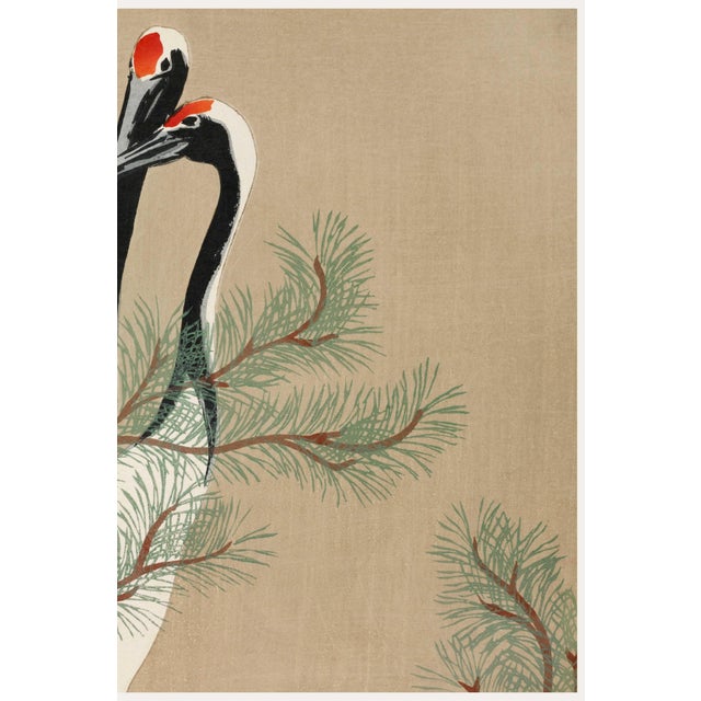 Cranes, Kamisaka Sekka, Japanese Woodblock Art Print Reproduction, 30" X 20" For Sale - Image 4 of 8