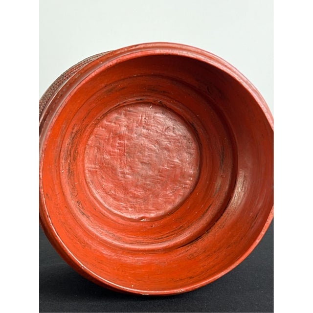 Wood Antique Burmese Lacquered Offering Vessel (Hsun-Ok) For Sale - Image 7 of 11