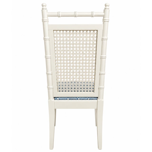 Vintage Hollywood Regency White Lacquer Faux Bamboo & Cane Dining Set — 5 Pieces For Sale In Miami - Image 6 of 8