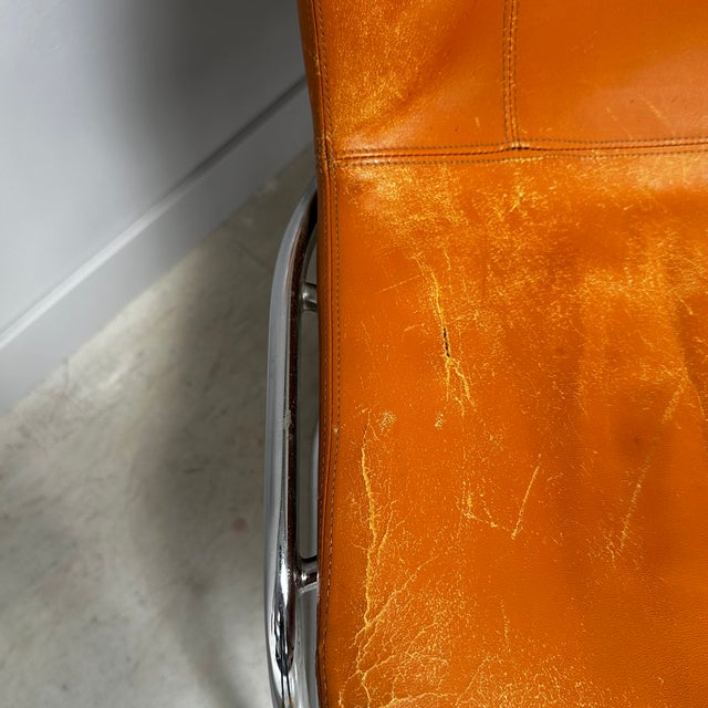 Metal Cognac Leather Dining Chairs by Gastone Rinaldi for Thema Italy, 1970s, Set of 4 For Sale - Image 7 of 11