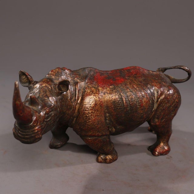 Late 19th Century Gilt Bronze Rhinoceros Statue, 1.53kg For Sale In Los Angeles - Image 6 of 10