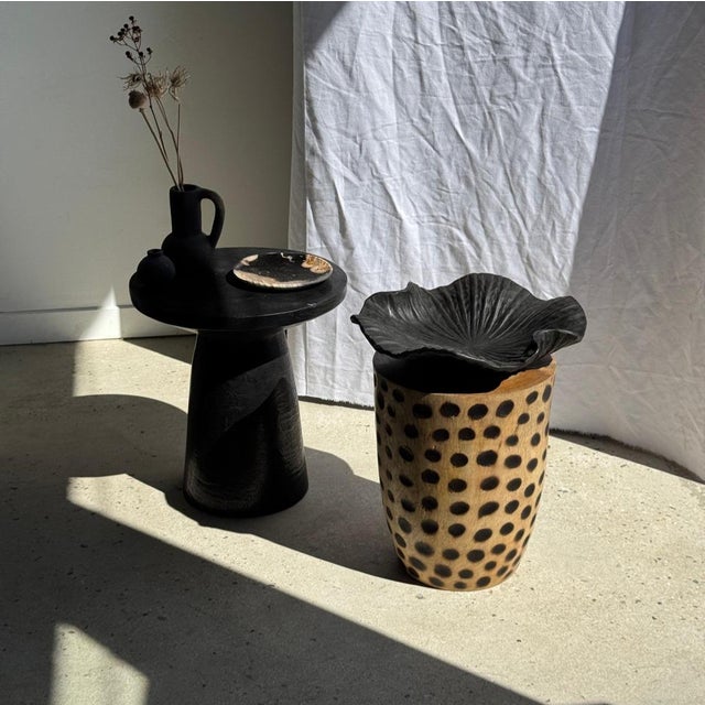 Black Blackened Teak Bowl in the Shape of a Leaf or Flower, 1980s For Sale - Image 8 of 11
