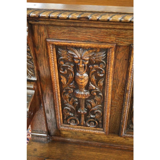 Late 19th Century English Victorian Oak Hall Seat Settee Bench For Sale - Image 11 of 18
