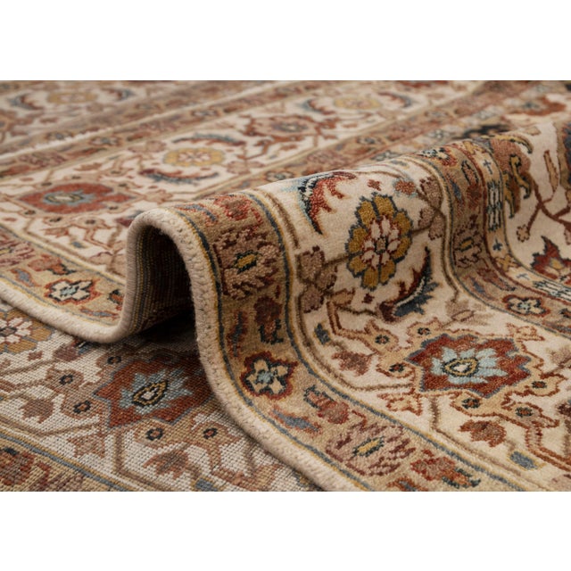 Ivory Cream Persian Tabriz Soft Hand Knotted Wool Rug 6x9Ft. For Sale - Image 14 of 18