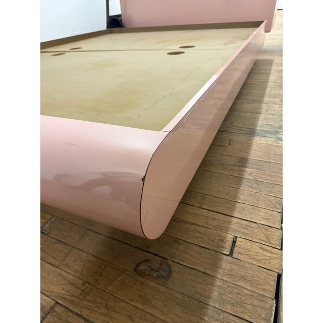 Postmodern 1980 Postmodern Pink Laminate Bullnose Queen Platform Bed For Sale - Image 3 of 5