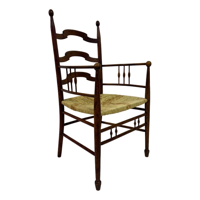 Arts and Crafts Armchair in Elm, 1890s For Sale