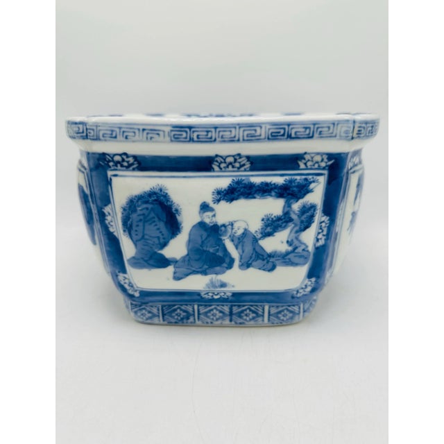 Blue Vintage Chinoiserie Blue and White Planter For Sale - Image 8 of 8