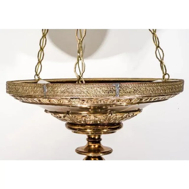 Brass 1920s Chandelier English Gothic Revival For Sale - Image 8 of 13
